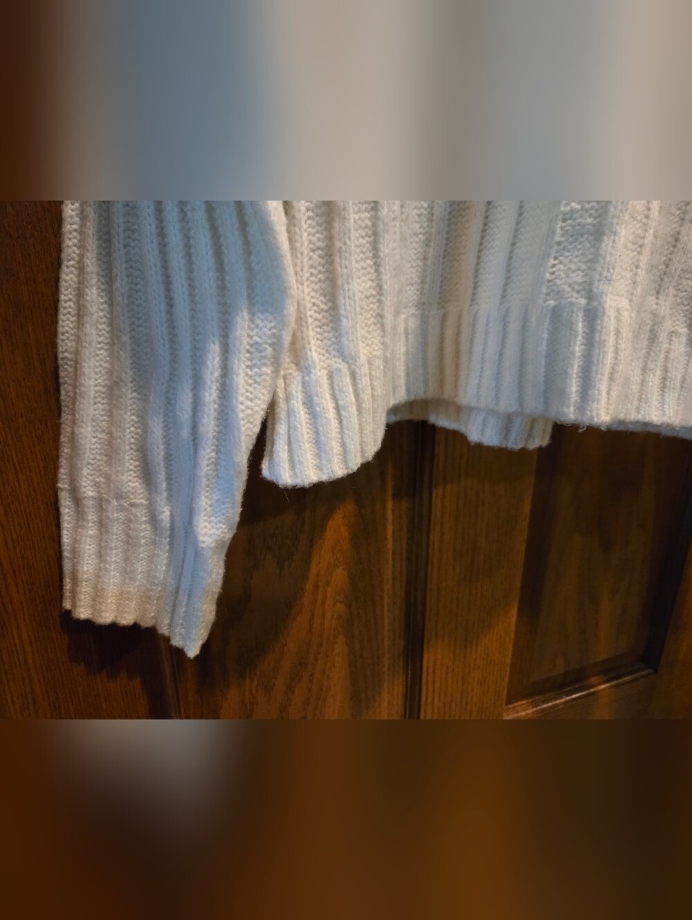 Time and Tru Cream Ribbed Cowl Neck Sweater - Picture 9 of 15